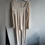 Women’s Long Sleeve Ribbed Athletic Jumpsuit – Nude Beige One Piece Size M Size M Photo 3
