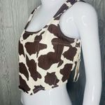 Cropped tank top brown and tan lonestar cow print cropped top shirt festival l Size L Photo 6