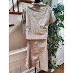 basic editions  Women's Beige Linen Single Breasted Blazer & Skirt 2 Pc's Suit XL Photo 6