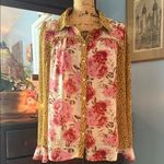 Floral and Leopard Print Women's Top Pink Size M Photo 4