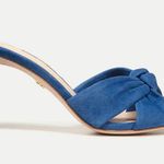 Veronica Beard NEW Ganita Knit-Front Heels in Blue Suede Photo 1