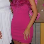 RUNAWAY THE LABEL Pink Mini Feather Dress Photo 0