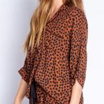 P.J. Salvage Wild Love Heart Print Pajama Top Brown Black Medium Photo 7
