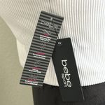 Bebe  White Ribbed Zip Sports Bra Photo 4