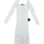 NWT Lulus Women's Gleaming Babe White Ribbed Knit Pearl Midi Sweater Dress L Size L Photo 3