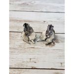 Vintage Clip On Earrings Large Statement Silver Tone Ball and Wing Photo 5