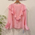 J.ING Jing Pink Long Sleeve Mulberry Silk Ruffled Blouse Top Size M NWT Size M Photo 0