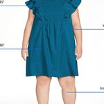 Terra & Sky DarkTeal Blue Ruffle Sleeve Mini Dress NWOT WOMENS 2x Photo 2