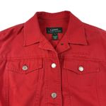Ralph Lauren Polo Lauren  Red Denim Jacket Women's Small Cropped Trucker Logo Photo 3