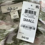 Style & Co Small Top On/Off Shoulder Camo Ruffled Scoop Neck Stretch Green Multi Photo 5