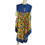 LOOK AT ME HIGH LOW COLORFUL COTTON TUNIC TOP NWT (3X) Blue Photo 4