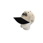 Smile A Little Co Corduroy Baseball Cap Cream Black Embroidered Smiley Face Tan Photo 2