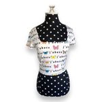 Forever 21 Womens Top Sz M White Print Butterflies J'Adore I Love French Crop Photo 2