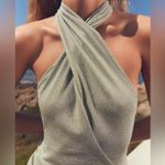 ZARA  BACKLESS HALTER MAXI DRESS WITH METALLIC GOLD THREAD AND SIDE RUCHING SZ SM Photo 3