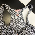 Clementina Racerback Mini Dress Pool Cover Up Geometric AOP Black White Tassels Photo 2