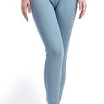 High Waisted Yoga Jogger Pants Soft Workout Leggings with Pockets S Blue Photo 0