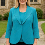 Ming Wang Vintage  Turquoise Blue Beaded Cardigan Old Money Luxury Substantial S Photo 0