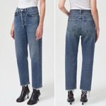 AGOLDE 90s Crop Jeans Oblique Wash Size 23 Raw Hem Button Fly Non-Stretch Denim Photo 12