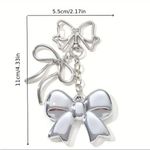Silver Bow Dangle Earrings Double Ribbon Statement Coquette Chic NWT Photo 2