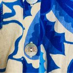 Farm Rio  linen blend blue and natural white cream colored short sleeve romper. S Photo 1