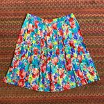 VINTAGE BRIGHT FLORAL PLEATED MIDI SKIRT FLOWY Blue Photo 0
