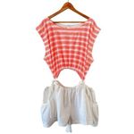 Anthropologie Cutout Neon Coral Striped Romper Size XL NEW Beach Summercore Photo 1