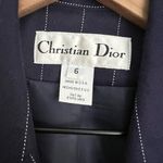 Christian Dior  blazer skirt set navy blue pinstripe short sleeve vintage USA 6 Photo 1
