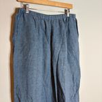 Flax  blue linen loose casual pants Photo 1