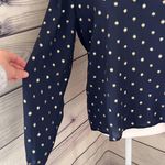 Stitch Fix Kaileigh Navy Blue & Gold Polka Dot V Neck Blouse Photo 2