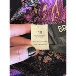 Briggs New York  Black Purple Floral Paisley Flower Maxi Skirt Slit Womens 10 Photo 7