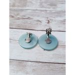 Vintage Clip On Earrings 1.25" Light Green Circle Photo 2