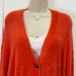 Free People  Orange Cardigan Sweater Oversized Small Comfy Fall Chic Cozy Fuzzy Photo 7