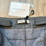 Maniere De Voir  Woven Knit Straight Pants with Leather Trim in Blue Size 0 NWT Photo 6