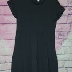 J. CREW FACTORY FLUTTER SLEEVE T SHIRT DRESS TIERED BLACK COTTON LIGHTWEIGHT XS Photo 0