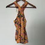 Anthropologie Maeve Mica Sleeveless Blouse Yellow Floral Halter Neck Size 4 Photo 3