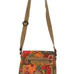 Sakroots  Orange Floral Print Crossbody Messenger Flap Purse Bag Coated Canvas Photo 0
