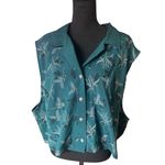 Lisa II Green Collard Vest Blouse Size L Photo 0