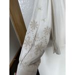 Tahari  Linen Blend Lace Eyelet Detail Collared Top Size Medium Photo 2