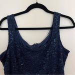 Alex Evenings  Navy Blue Lace Sequin Midi Wedding Guest Dress and Jacket Size 14 Photo 2