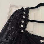 For Love & Lemons Lafayette Cinched Puff Sleeve Cropped Top with Pearl & Rhinestone Flowers Photo 2