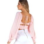 Princess Polly Pink Long Balloon Sleeve Cropped Top Size 0 Photo 3
