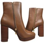 Michael Kors  Joanna Faux‎ Leather Platform Boot Bootie Luggage 10M NIB Photo 7