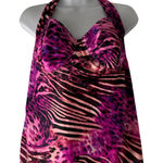 Smart & Sexy Animal Print Halter Tankini Top 38D Padded Swimwear Y2K Bold Photo 0