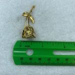 Gold Tone Long Stem Bud Rose Pin Brooch Leaves Stem Flower Vintage Photo 11