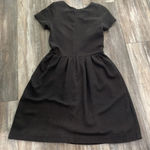 Ganni  Black Basket Weave Textured Fit Flare Zip Back Dress Photo 4