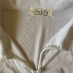 White Cropped Fitted Button Up Polo Blouse Size L Photo 1