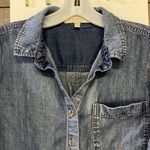 Side Stitch Dark Wash Long Sleeve Lyocell Botton Down Shirt Photo 6