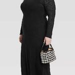 A New Day Women's Long Sleeve Maxi Pointelle Dress - Black Photo 0