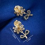 Daisy Women  Stud Earring with Green Leaf Yellow Flower Fancy Ear Accessories Photo 1