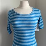 LuLaRoe  Striped Dress  Women's Sz Small Blue White Tshirt Dress Photo 2